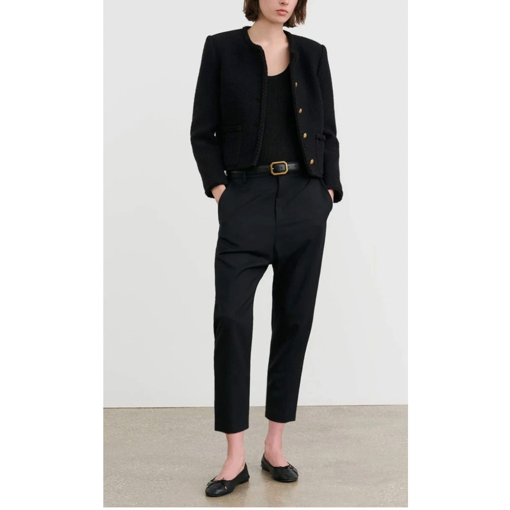 Nili Lotan 8 Paris Pants Drop Crotch Slouchy Trousers Crop Jet Black NWT! $495 - Picture 8 of 10